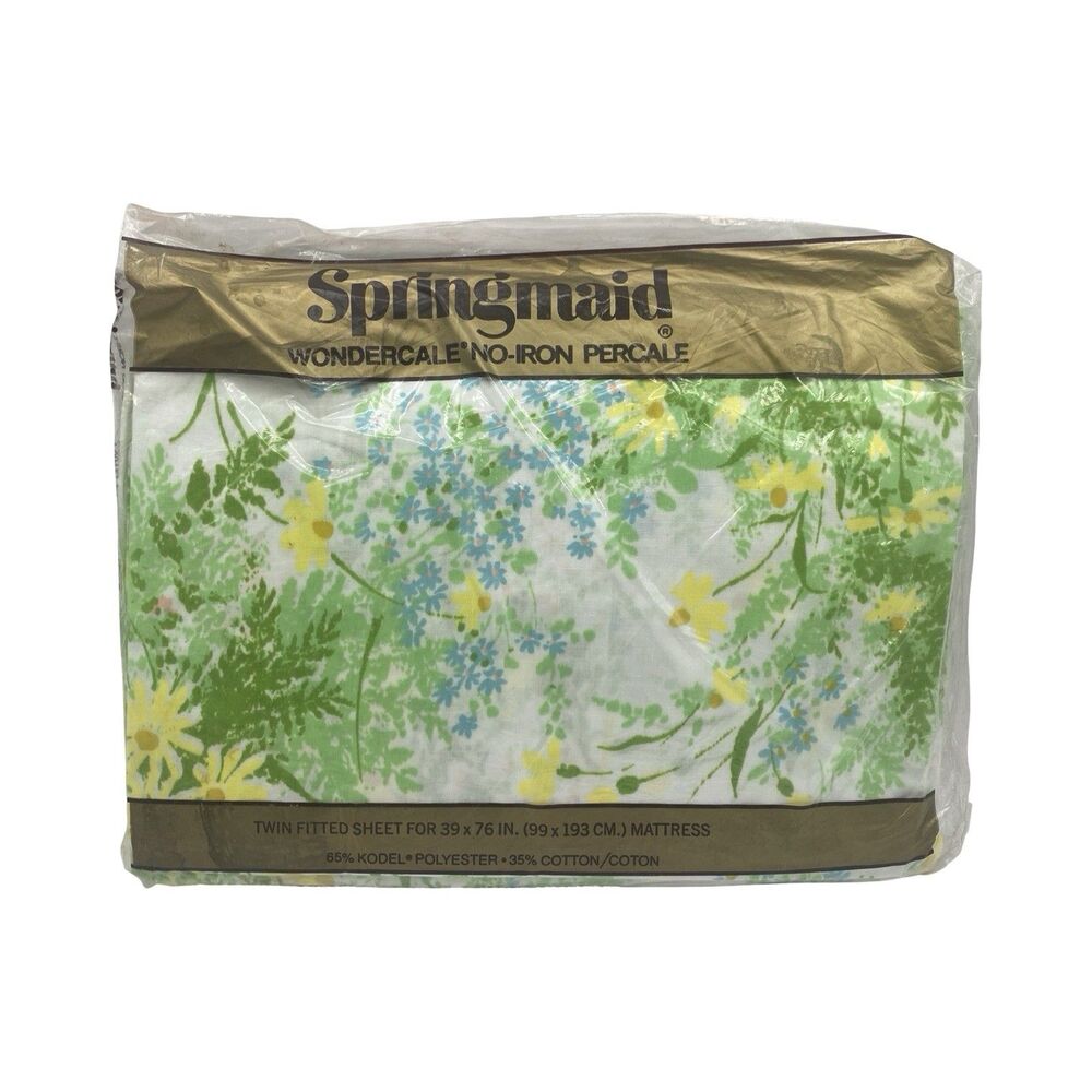 Vintage Springmaid Wondercale No Iron Percale Twin Flat Sheet Michelle NOS